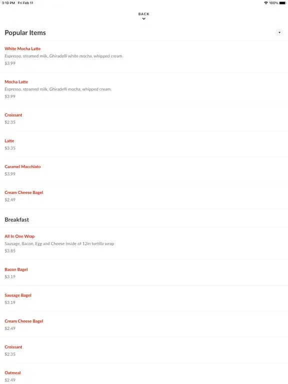 Zrzuty ekranu Cafe Euro-Jesup iPad 