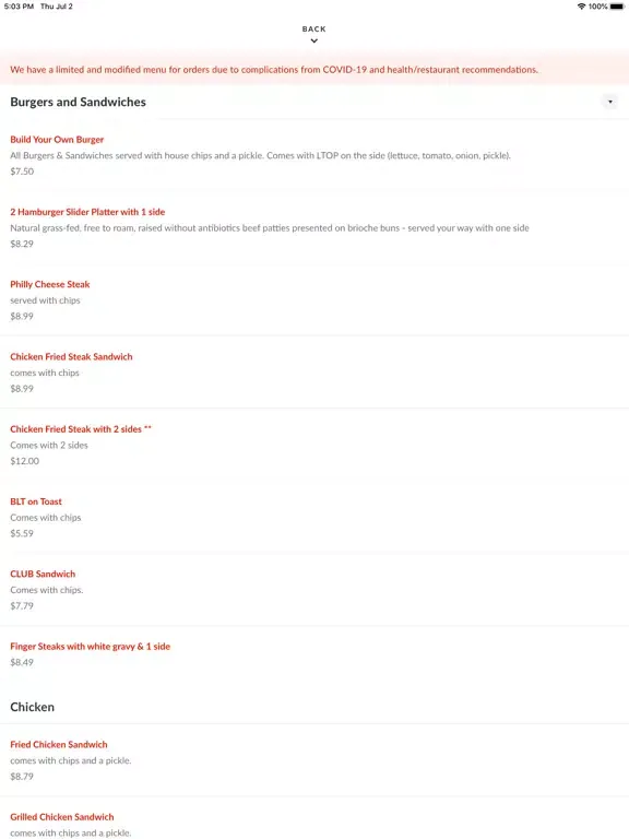 Ảnh chụp màn hình của Cafe 33 Steakhouse iPad 