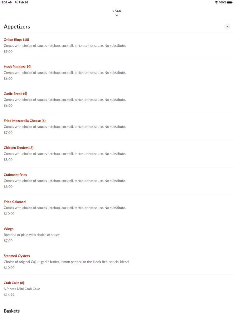 Capturas de tela do Cajun Crab Shack iPad 