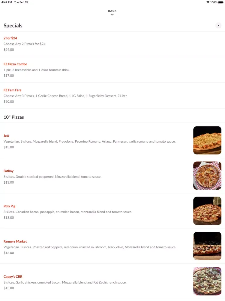 Скриншоты Fat Zach's Pizza iPad 