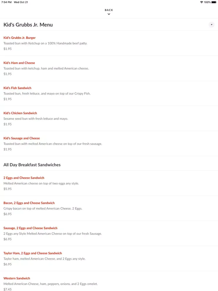 Grubbs Takeaway iPad  Screenshots