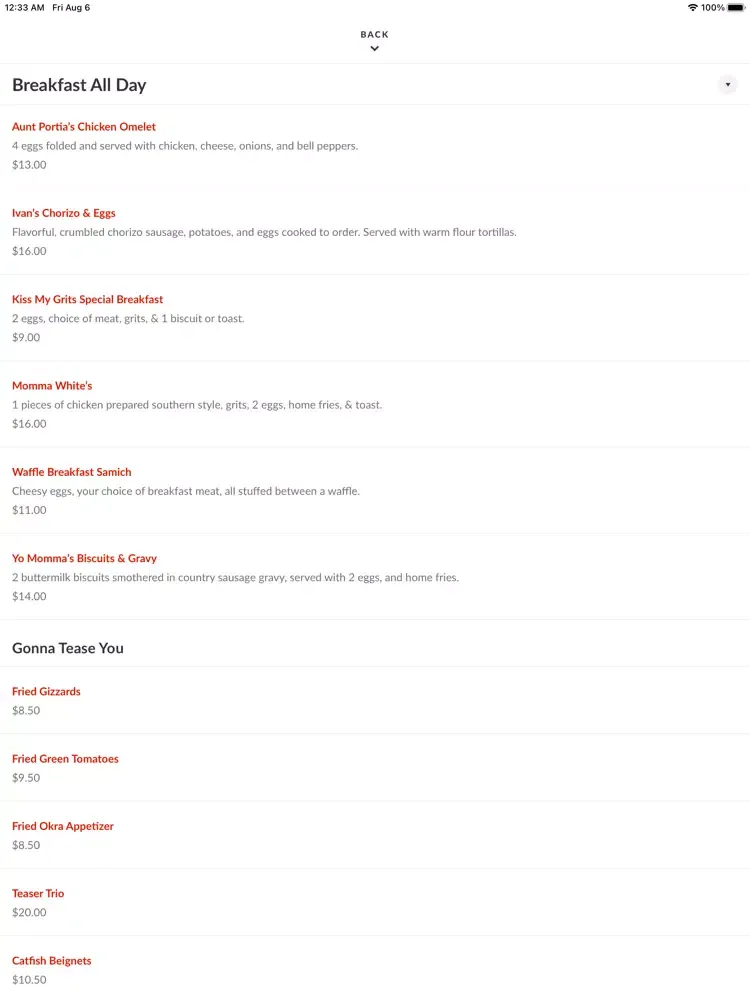 Capturas de pantalla de Lo-Lo's Chicken and Waffles iPad 