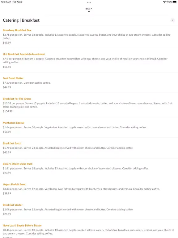 Manhattan Bagel - Englewood iPad 应用截图