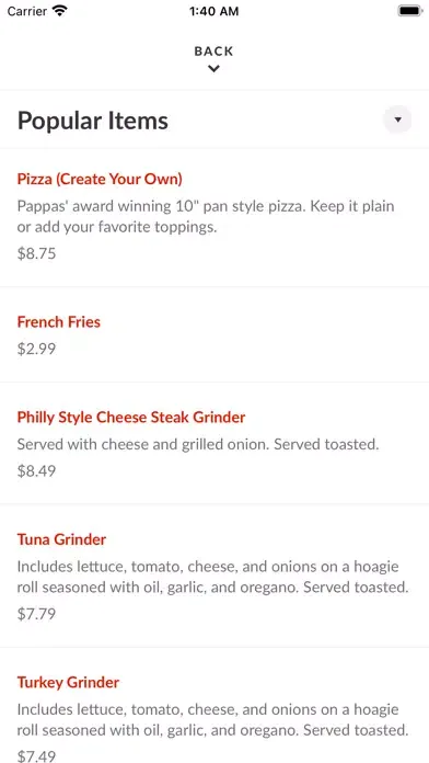 Screenshot di Pizza By Pappas