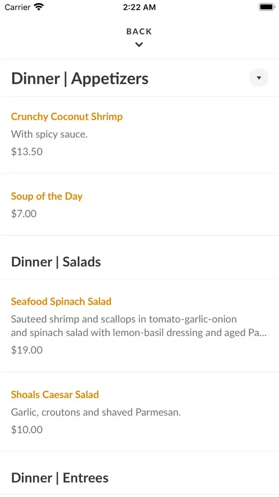 Shoals Restaurant Screenshots