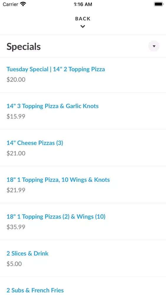 Tangkapan skrin The Original Sal's Pizza