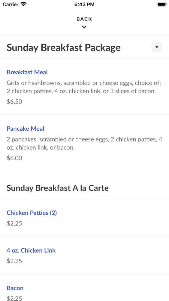 Ảnh chụp màn hình của World Changers Dining Services