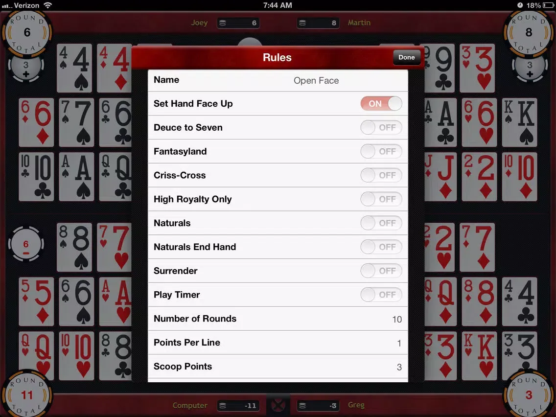تصاویر Chinese Open Face Poker iPad 