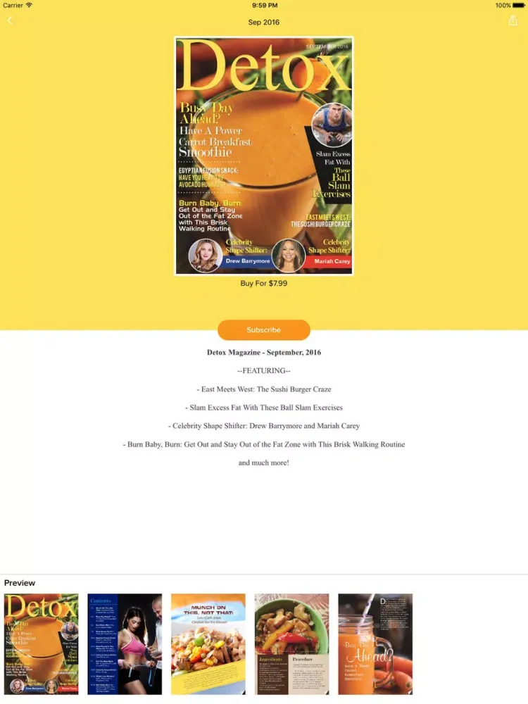 Screenshot di Detox Magazine iPad 