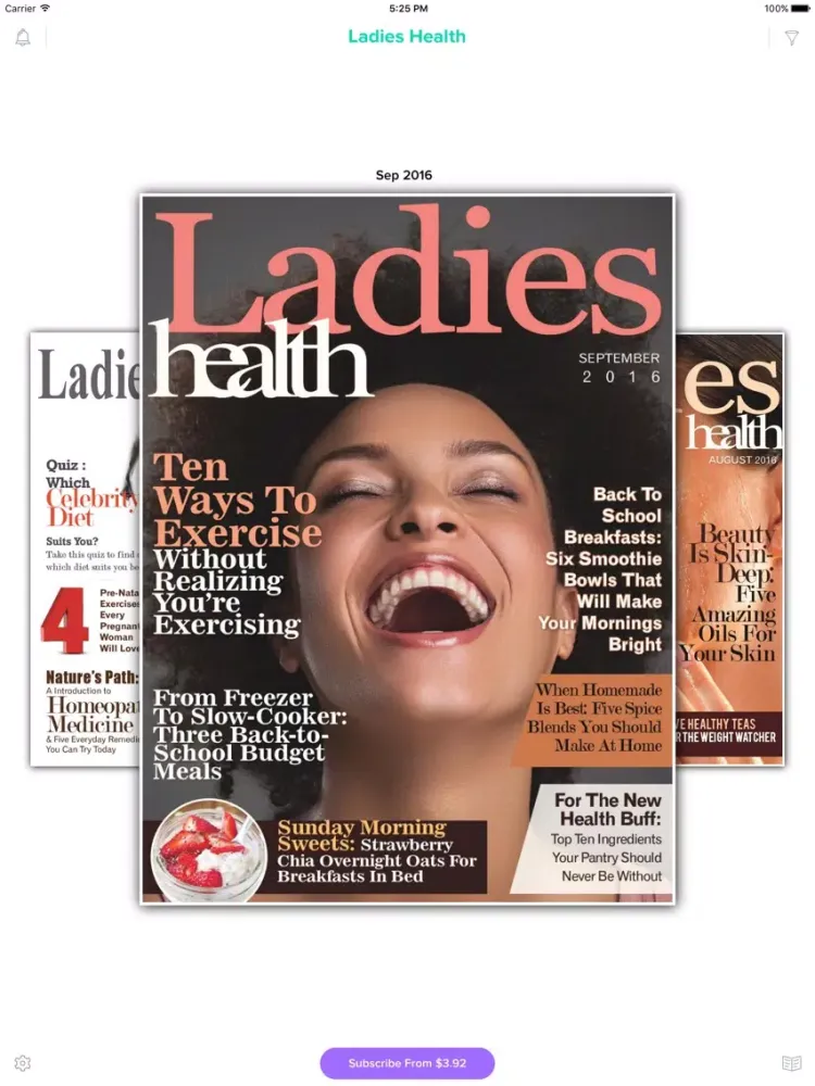 Capturas de tela do Ladies Health Magazine iPad 