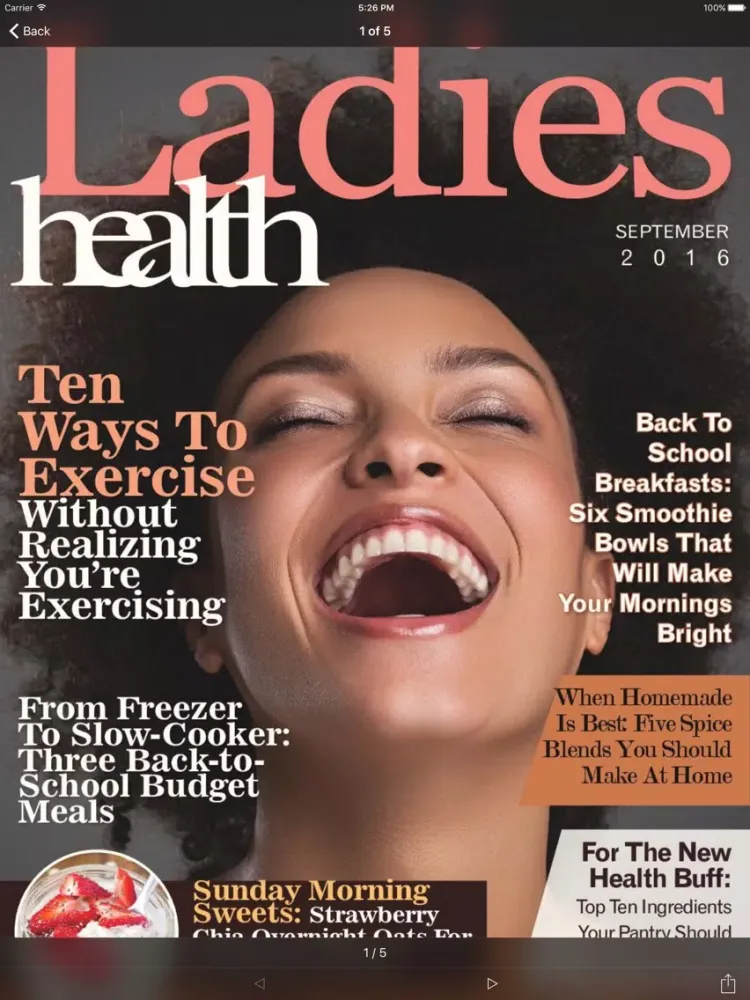 Capturas de tela do Ladies Health Magazine iPad 