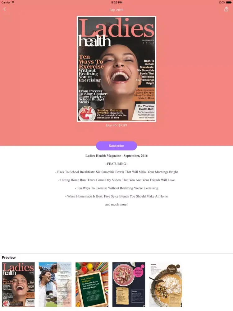 Capturas de tela do Ladies Health Magazine iPad 