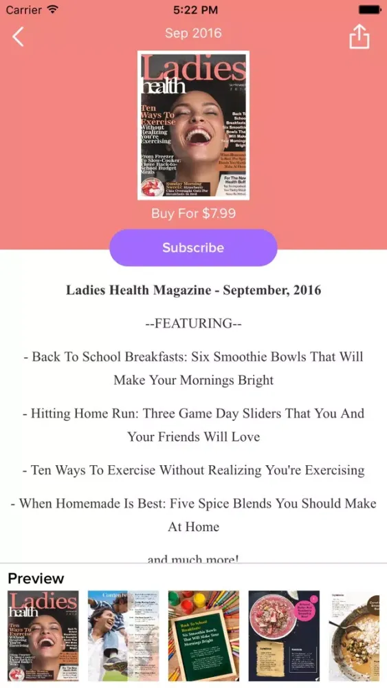 Capturas de tela do Ladies Health Magazine