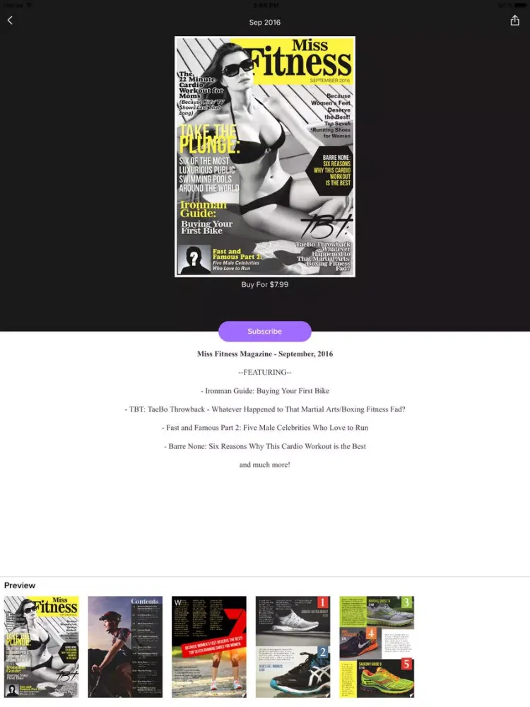 Ảnh chụp màn hình của Miss Fitness Magazine iPad 
