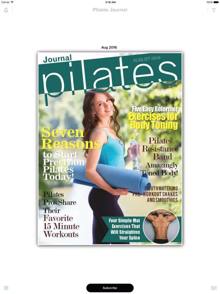 Capturas de tela do Pilates Journal Magazine iPad 