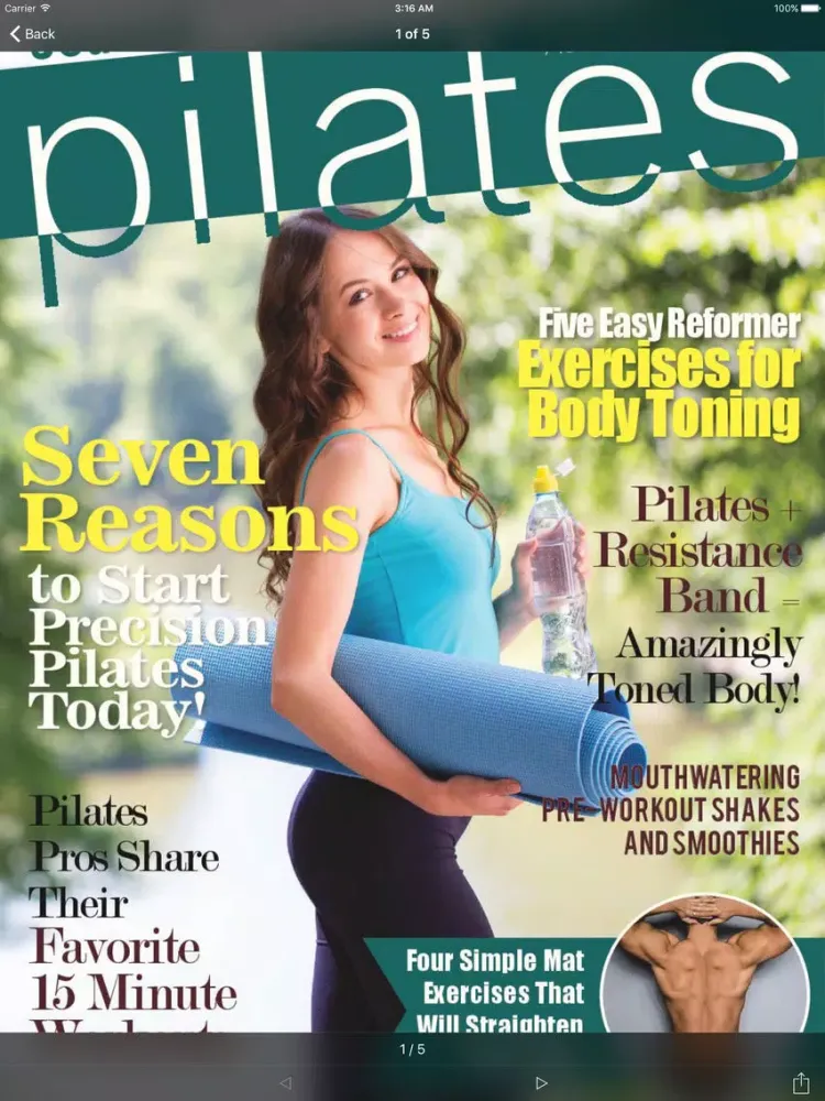 Capturas de tela do Pilates Journal Magazine iPad 
