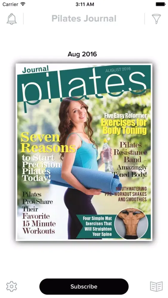 Capturas de tela do Pilates Journal Magazine