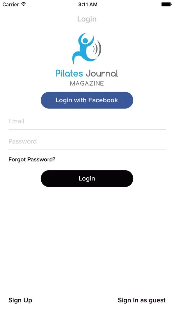 Capturas de tela do Pilates Journal Magazine
