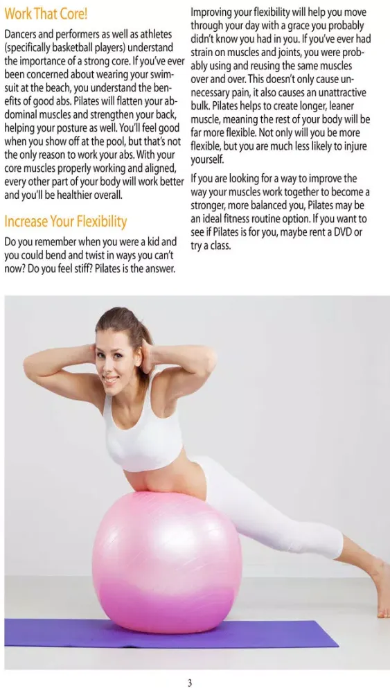 Capturas de tela do Pilates Journal Magazine