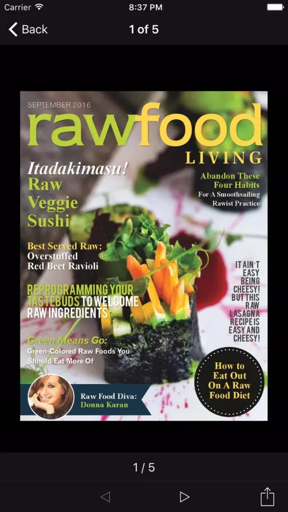Capturas de pantalla de Raw Food Living Magazine