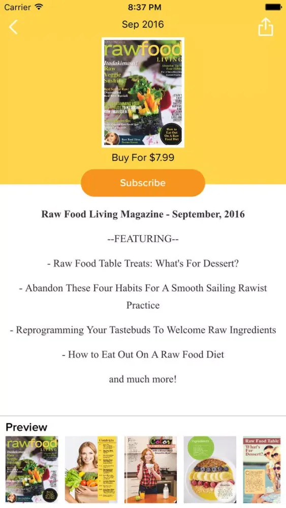 Capturas de pantalla de Raw Food Living Magazine
