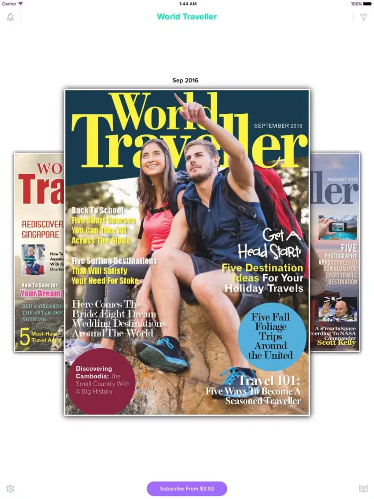 Tangkapan skrin World Traveller Magazine iPad 