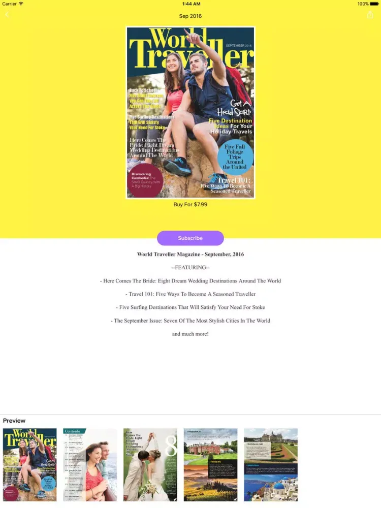 Tangkapan skrin World Traveller Magazine iPad 
