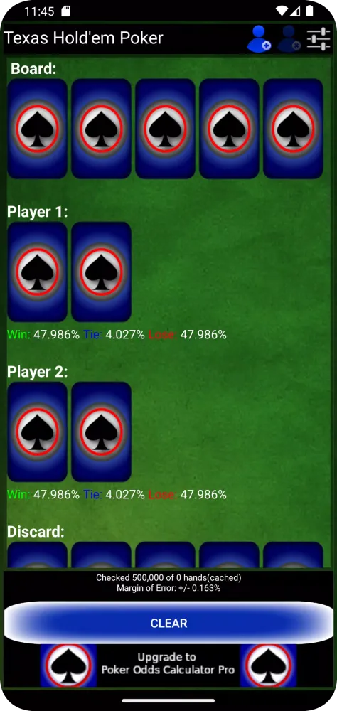 Ảnh chụp màn hình của Poker Odds Calculator