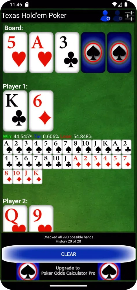 Ảnh chụp màn hình của Poker Odds Calculator