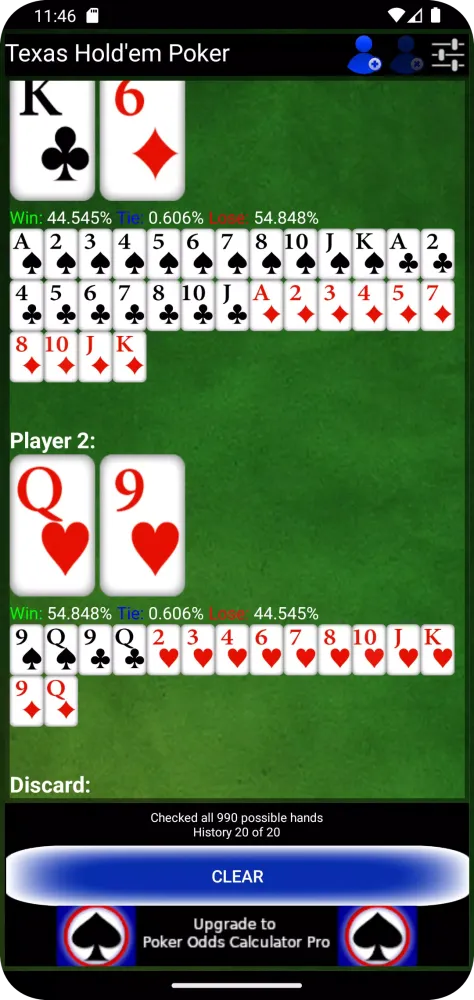 Ảnh chụp màn hình của Poker Odds Calculator