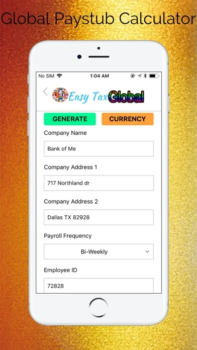 Global Paystub Calculator Screenshots