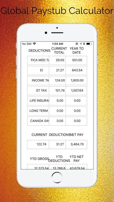 Global Paystub Calculator Screenshots