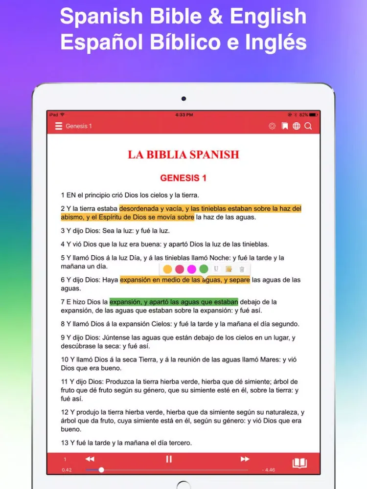 Zrzuty ekranu Spanish Bible Audio Español Audio Biblia iPad 