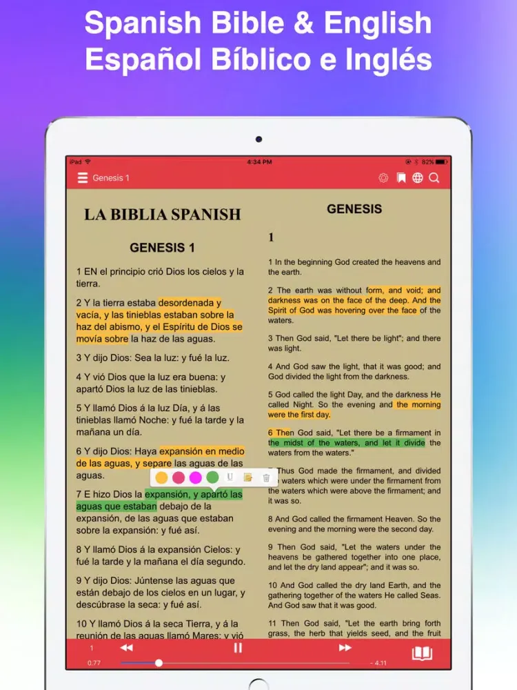Zrzuty ekranu Spanish Bible Audio Español Audio Biblia iPad 