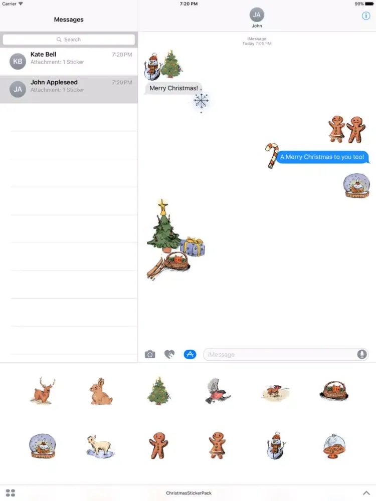 Ảnh chụp màn hình của Christmas Illustrated Sticker Pack iPad 