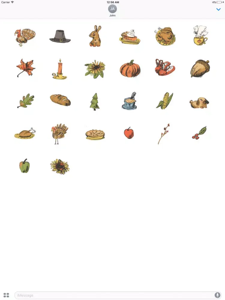 Tangkapan skrin Thanksgiving Illustrated Sticker Pack iPad 