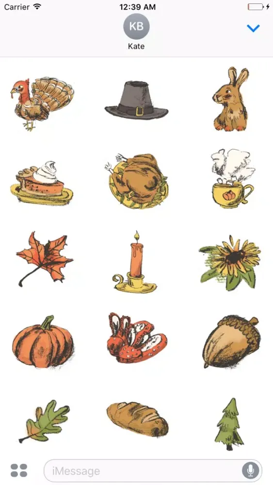 Tangkapan skrin Thanksgiving Illustrated Sticker Pack