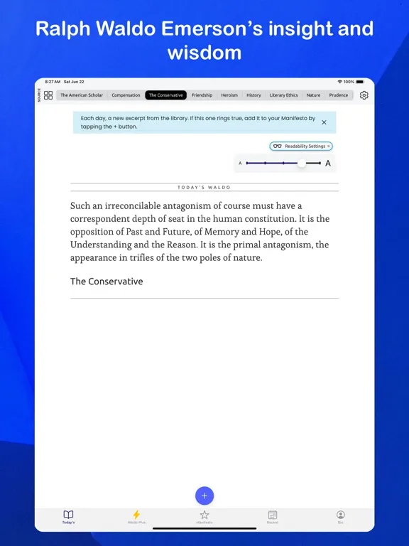 Waldo: Reading Emerson iPad  Screenshots