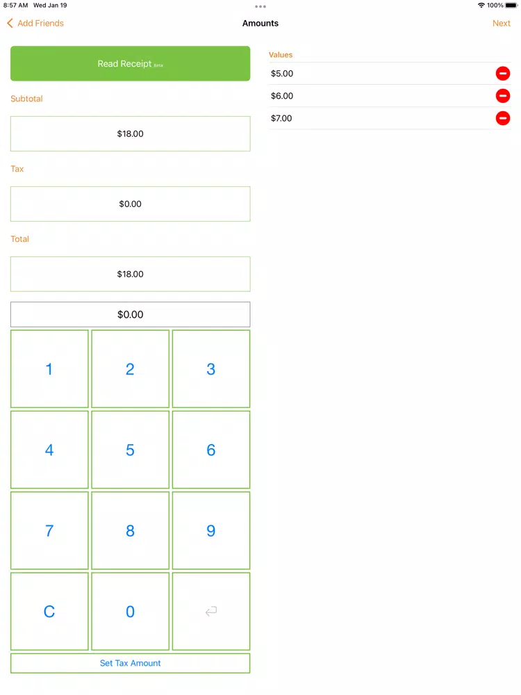 Ảnh chụp màn hình của My Slice Bill Splitting iPad 