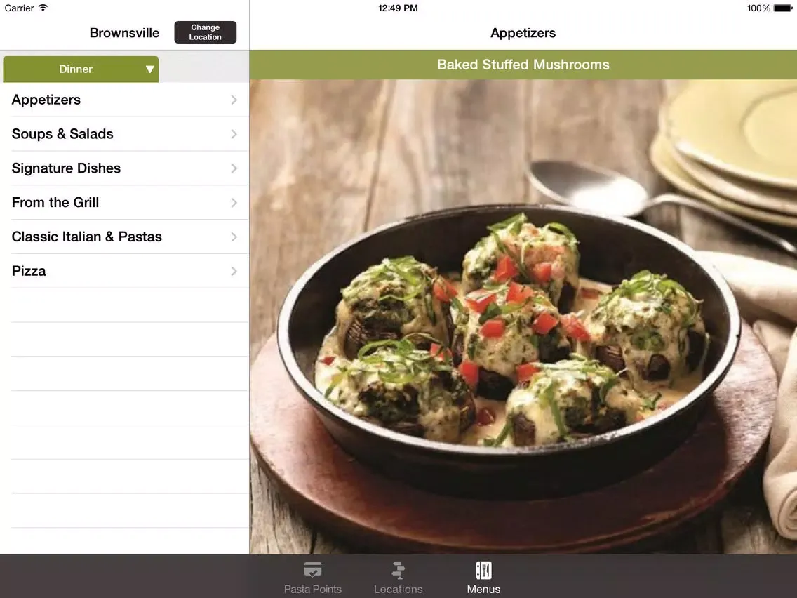 Johnny Carino's Pasta Points iPad  Screenshots