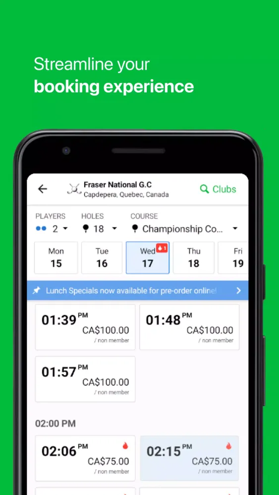 Captures d'écran de Chronogolf