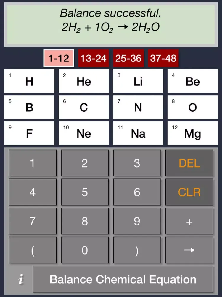 Capturas de pantalla de Chemistry Equation Balancing Calculator Free iPad 