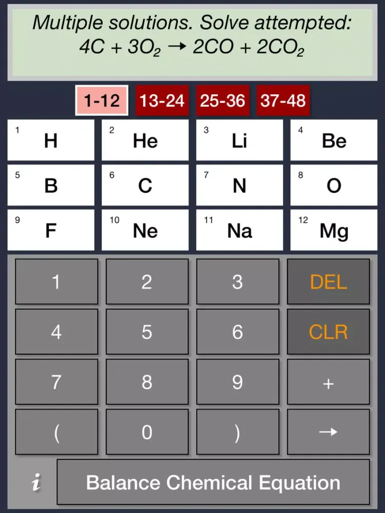 Capturas de pantalla de Chemistry Equation Balancing Calculator Free iPad 
