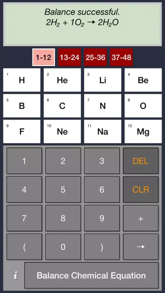 Capturas de pantalla de Chemistry Equation Balancing Calculator Free