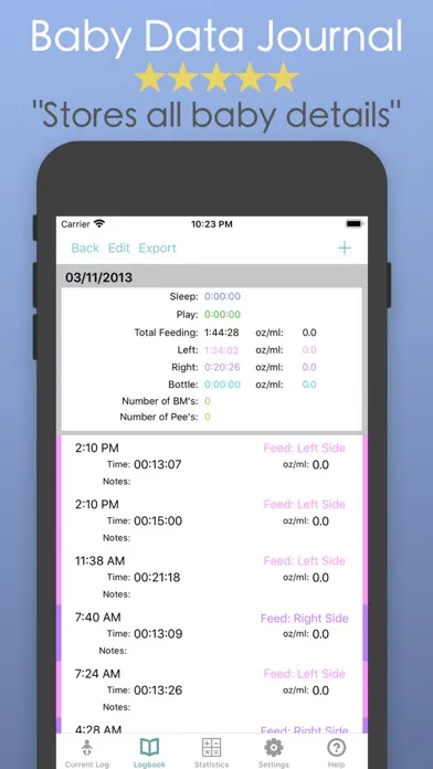 Captures d'écran de Baby Log & Breast Feeding App