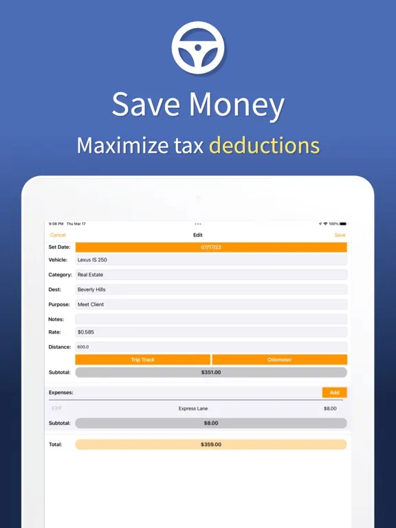 Mileage Tracker & Expense Log iPad  سکرین شاٹس