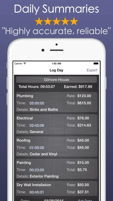 Ảnh chụp màn hình của Timesheet Work & Hours Tracker