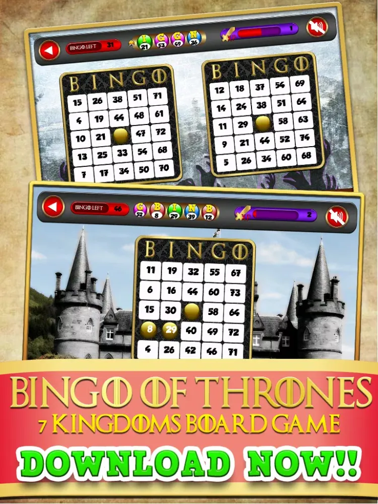 Bingo of Thrones 7 Kingdoms Board Game Free iPad 应用截图