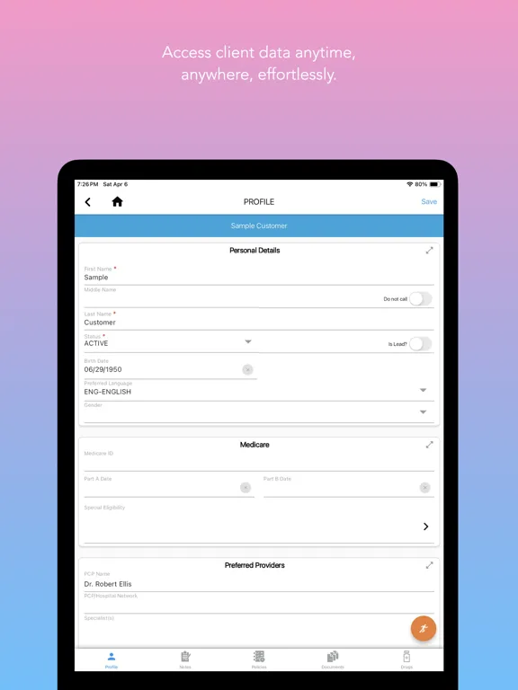 Capturas de tela do UnifiedChoice  Sales agent CRM iPad 