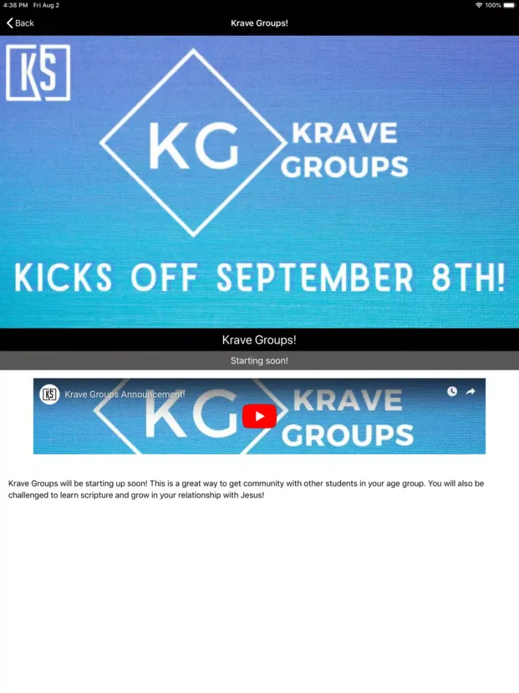 Krave Student Ministries iPad  स्क्रीनशॉट